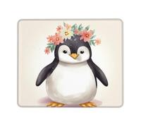 Penguin Wearing Flowers Mouse Pad Waterproof Gaming Mousepad for Office Computer Mousepads for Desk Pad with Non-Slip Rubber Base Washable Cloth Mouse Mat 10 x 12 inch
