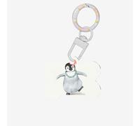 Penguin Wearing Flowers Printing Cute Acrylic Dogs Tag Double Side Bone Shap Id Tags with Keychain for Pet Crafts Decorations