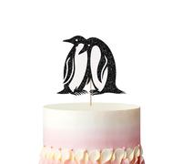 Penguin Wedding Cake Topper, Penguin Mr & Mrs Cake Decor, White&Blue Glitter Penguin Cake Topper, Winter Theme Bridal Shower/Anniversary Party Decoration