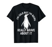 Penguin Winter I'm Cold But I'm Being Really Brave About It Value Graphic T-Shirt, Men, Black, XL
