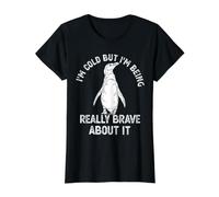 Penguin Winter I'm Cold But I'm Being Really Brave About It Value Graphic T-Shirt, Women, Black, M