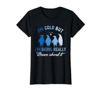 Penguin Winter I'm Cold But I'm Being Really Brave About It Value Graphic T-Shirt, Women, Black, S