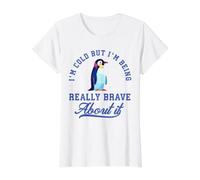 Penguin Winter I'm Cold But I'm Being Really Brave About It Value Graphic T-Shirt, Women, White, L