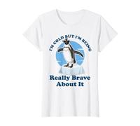 Penguin Winter I'm Cold But I'm Being Really Brave About It Value Graphic T-Shirt, Women, White, M