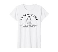 Penguin Winter I'm Cold But I'm Being Really Brave About It Value Graphic T-Shirt, Women, White, S