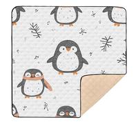 Penguin Winter Pattern Cute Foldable Baby Activity Play Mat for Floor Washable Infant Play Activity Mat for Babies Infants Toddlers, 50'' x 50''