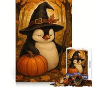 Penguin Witch with Pumpkin in Autumn Jigsaw Puzzles for Adults 1000 Pieces Clear Logic Toy Quiet Hobby Perfect Cut Stylish Gift (38x52cm)