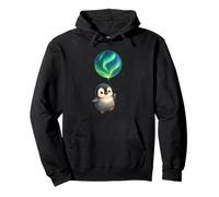 Penguin with Aurora Balloon Cute Arctic Night Artwork Design Pullover Hoodie