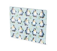 Penguin with Floral Acrylic Cutting Board with Counter Lip Non-Slip Cutting Plate for Kitchen Countertop