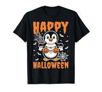 Penguin With Ghosts Pumpkins Spooky Happy Halloween Costume T-Shirt