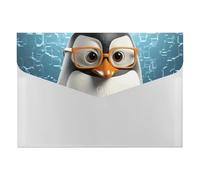 Penguin with Glasses Folder Water-Resistant Accordion Files Organizer Moisture-Proof Expanding File Folder Pockets Reusable Clear File Folders Files Bags Document Holder