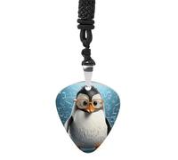 Penguin with Glasses Guitar Pick Necklace Exquisite Titanium Steel Personalized Necklaces Cool Pendant Necklaces Fashion Guitar Pick Holder Necklace Unique Gifts for Adult