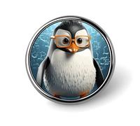 Penguin with Glasses Round Badge Pin, 1 Inch Durable Non-Fading Lapel Pin, Versatile Metal Button Badges, Lightweight Decorative Brooch for Clothing Accessories Personalized Gifts