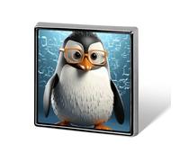 Penguin with Glasses Square Badges Metal Memorial Pins Exquisite Button Badge Lapel Pins Fashion Square Brooch Crafts Gifts Clothes Decorative Pin for Adult Brooch