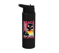 Penguin with Knife Peace was Never an Option Funny Meme Stainless Steel Insulated Water Bottle