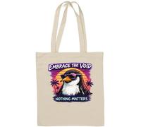 Penguin with Sunglasses Sunset Natural Cotton Tote Bag White