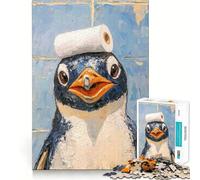 Penguin with Toilet Paper 1000 Piece Jigsaw Puzzles for Adults Improve Memory Anxiety Relief Sharp Edge Wall Art Decor (50x75cm)