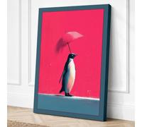 Penguin with Umbrella Modern Canvas Wall Art Print 30x20 Inch (76 x 51 cm)