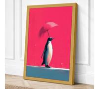 Penguin with Umbrella Modern Canvas Wall Art Print 30x20 Inch (76 x 51 cm)
