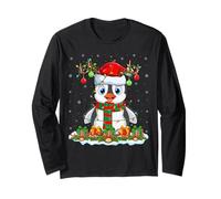 Penguin Xmas Lighting Reindeer Santa Hat Penguin Christmas Long Sleeve T-Shirt