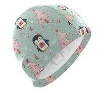 Penguin Xmas Tree Swim Cap for Men Lightweight Cloth Cap for Pool Bathing Swimming Hat One SizeGreen