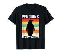 Penguins Against Tariffs Funny Resist Penguin Vintage Retro T-Shirt
