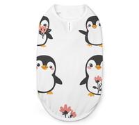 Penguins And Wild Flowers Dog And Cat Clothes Pet Summer Sleeveless T Shirt Basic Vest 2XL