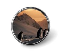 Penguins at Dusk Round Badge Pin Funny 1 Inch Button Brooch Lapel Pins Fashion Hat Shirt Pin Tie Tack Pinback Buttons Badge Party Supplies Decor Badges For Clothing Coat Hat Dress For Men Women