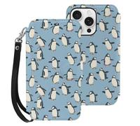 Penguins Atlantic Compatible with iPhone 16 Pro Wallet Phone Case Mobile Phone Cover with Card Holder