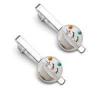 Penguins Beach House Bath Casual Tie Clips for Men 1 Pair Classic Tie Bars Suit Jewelry Gift for Father Husband Boyfriend 5.5x2.2cm