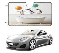Penguins Beach House Bath Front Window Sunshades Foldable Cover for Automotive Car Windproof Windscreen Protection 55"x30"