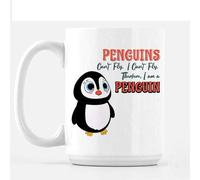 Penguins Can’t Fly Themed Funny 11 Oz / 15 Oz Ceramic Mug,Funny Christmas,Friendship Mug, Birthday Gift Idea (15 Oz White Ceramic Mug)