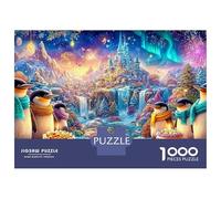 Penguins Celebrating with Cakes And Fireworks 1000-Piece Jigsaw Puzzle Cute Penguin Brain Training for Adults & Kids 38x26cm/1000pcs