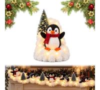 Penguins Christmas Staircase Decorations Set，A | Lighted Penguin Christmas Stair Snow Decor With Warm Glow,Sliding Penguin With Artificial Snow For Indoor Railing Hallway