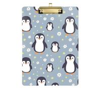 Penguins Cute Blue Acrylic Clipboard Portable Clipboard Cute Decorative Letter Size Clipboards with Low Profile Metal Clip for Women Men Office Supplies