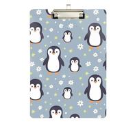 Penguins Cute Blue Clipboard Portable Clipboard Hardboard Clipboards Standard Size with Low Profile Metal Clip for Classrooms, Restaurants, School