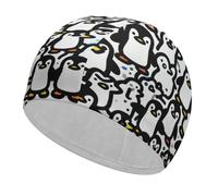Penguins Doodle Swim Cap High Elasticity Anti Slip Waterproof Comfortable Swim Hat Bathing Cap for Men Women