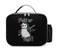 Penguins Fight Or Flight Reusable Insulated Lunch Bag Tote Handbag Leather Portable Cooler Bags for Men Women