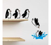 Penguins Fridge Shelf Sticker Jumping Flying Funny Vinyl Wall Sticker Decor Decal Mural Kitchen Living Room Sofa Pets