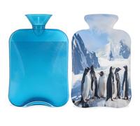 Penguins Hot Water Bottle with Cover, Cute Penguin 2L Hot Water Bag for Pain Relief, Neck Soft and Shoulder, Hand Feet Warmer, Hot and Cold Compress for Adult Kids