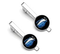 Penguins in Blue Jacket 2Pcs Tie Clips for Men Tie Pins Women Necktie Pinch Bars Tacks Silver Jewellery