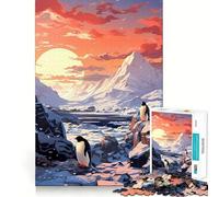 Penguins in Snowy Mountain Landscape 1000 Piece Jigsaw Puzzles for Adults Improve Memory Anxiety Relief Sharp Edge Wall Art Decor (38x26cm)