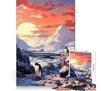 Penguins in Snowy Mountain Landscape 1000 Piece Jigsaw Puzzles for Adults Improve Memory Anxiety Relief Sharp Edge Wall Art Decor (38x26cm)