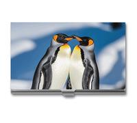 Penguins in The Snow Business Card Holder Pocket Slim Portable Metal Business Card Case Business Card Organizer Credit Card Wallet Multi Card Case for Men Women Travel Office, silver, One Size, Casual