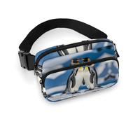 Penguins in The Snow Fanny Pack for Women Men Waist Bag Belt Bag Adjustable Casual Bag for Travel Sports Hiking, white, 7.9x5.1inches