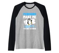 Penguins Make Me Happy You Not So Much Funny Penguin Raglan Baseball Tee