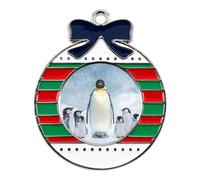 Penguins Mama And Little Funny Christmas Pendant Charms Metal Hanging Xmas Tree Ornament Necklace Jewelry Circular