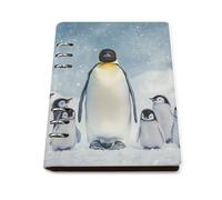 Penguins Mama And Little Trendy Notebook Binder A5 Slim Foldable Binder 6 Metal Ring Refillable Paper Notepad