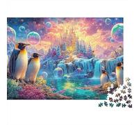 Penguins near A Magical Castle 1000 Piece Jigsaw Puzzle Cute Penguin Brainteasing Fun for Adults & Kids 52x38cm/1000pcs