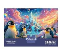 Penguins near An Ice Castle with Bubbles 1000-Piece Jigsaw Puzzle Cute Penguin for Adults & Kids Age 12+ - Challenging & Brainteasing Game 70x50cm/1000pcs